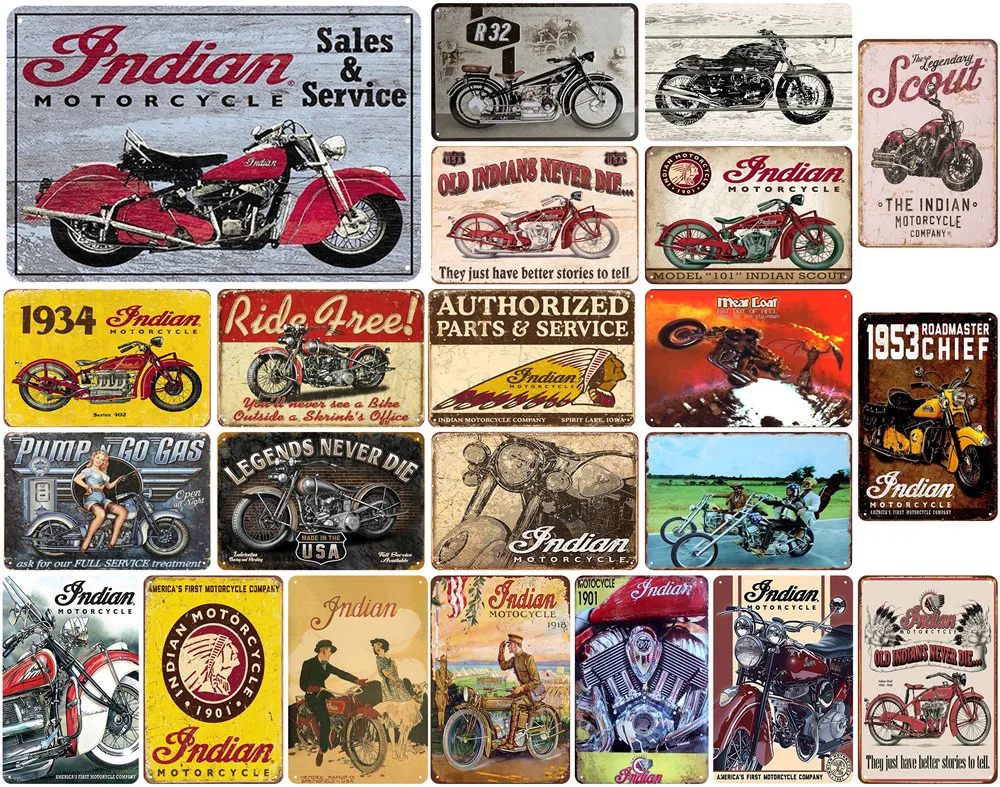 Old Indians Never Die motorcycle tin metal sign prints and artwork 