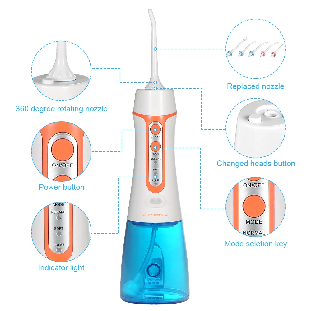  Flosser  Irrigator   ġ ޴ ġ Ŭ,  IPX7  300ML 3 , 5
