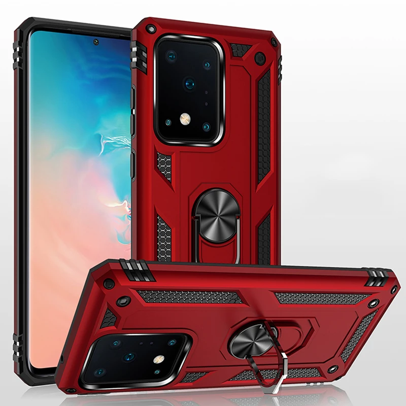 Противоударный армированный чехол с магнитным кольцом для Samsung S21 S20 Ultra S10 S90 S8 Plus FE