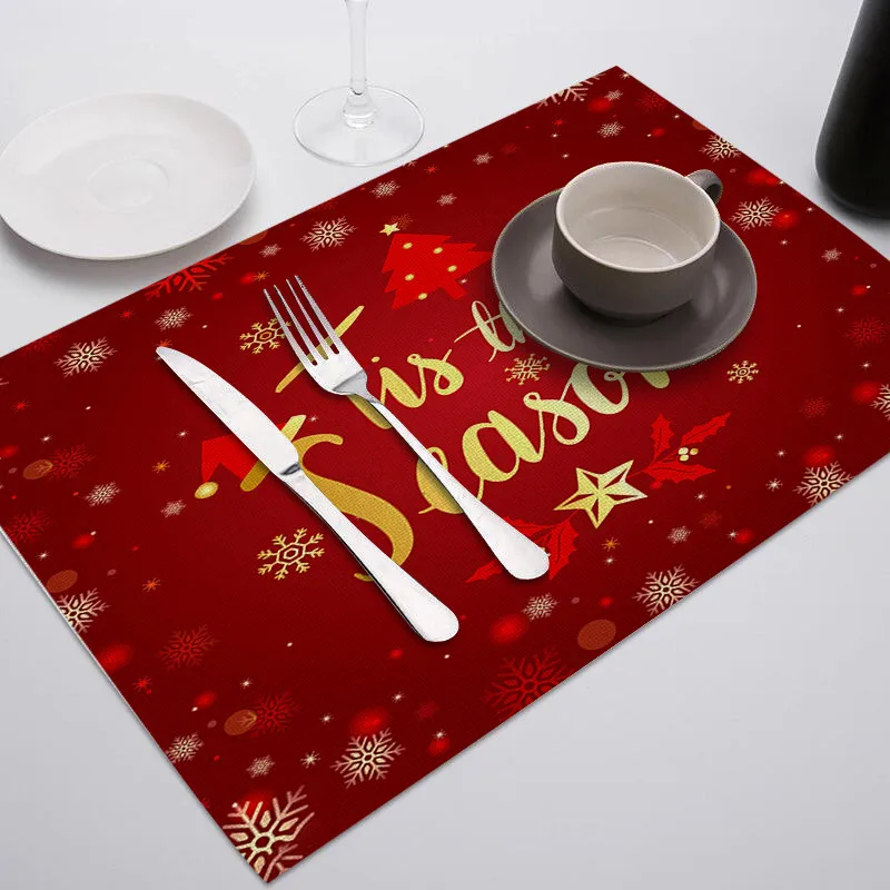 

TTLIFE Christmas Table Mat Christmas Tree Kitchen Decoration Placemat Table Napkin for Wedding Dining Accessories Table Mat