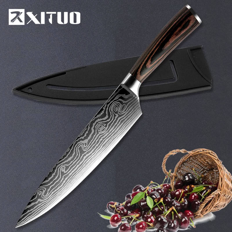 Sharp Blade Knife Laser-Pattern-Knives Japanese Stainless-Steel Professional XITUO Cooking-Tool