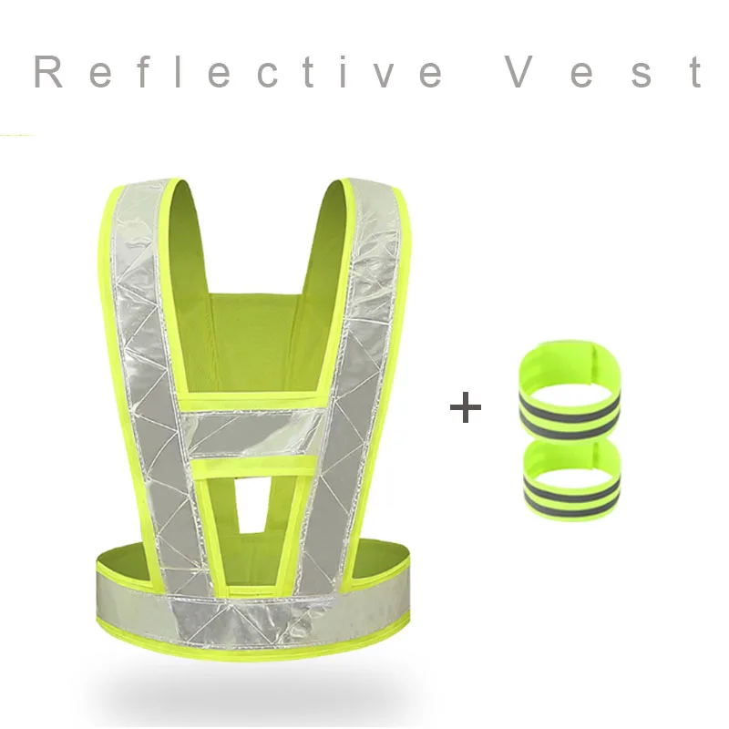 Chaleco reflectante para resaltar, bandas reflectantes ajustables, brazalete elástico, correas de tobillo, ropa de advertencia de seguridad nocturna de tráfico