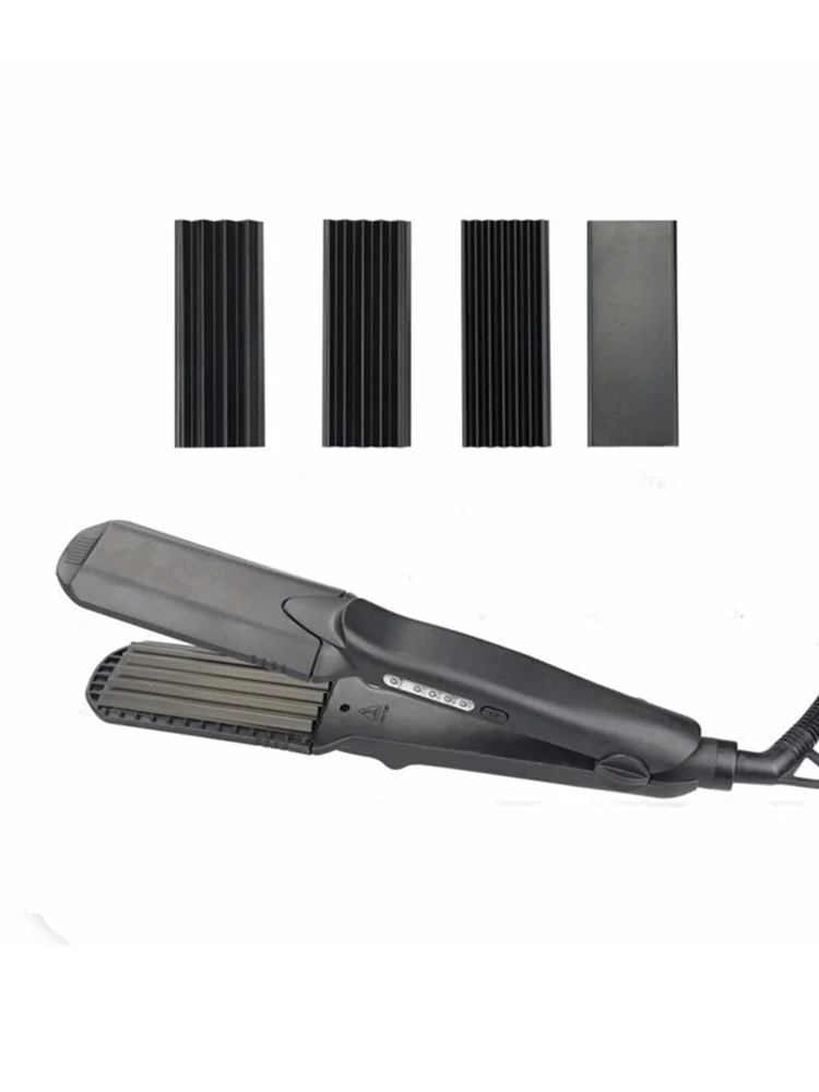 

4 in 1 Hair Curler Negative Ions Hair Straightener 4 Interchangeable Plates Ceramic Flat Iron Corrugation Curling Iron styling