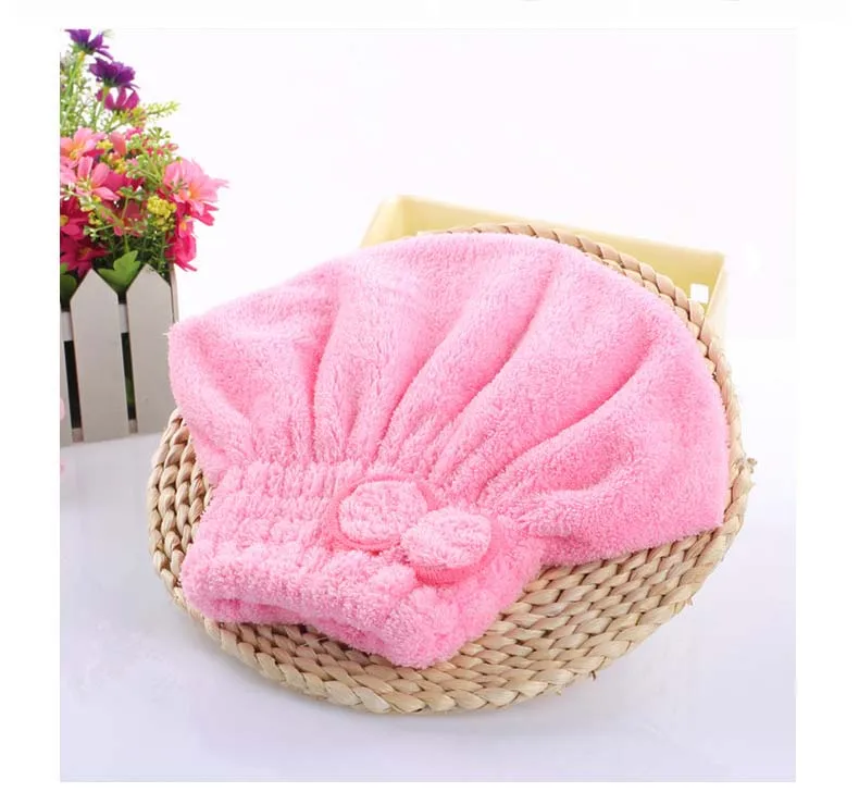 Microfibra seco gorro de pelo ducha tapa engrosamiento de terciopelo de Coral sombrero de princesa raspido Super absorbente