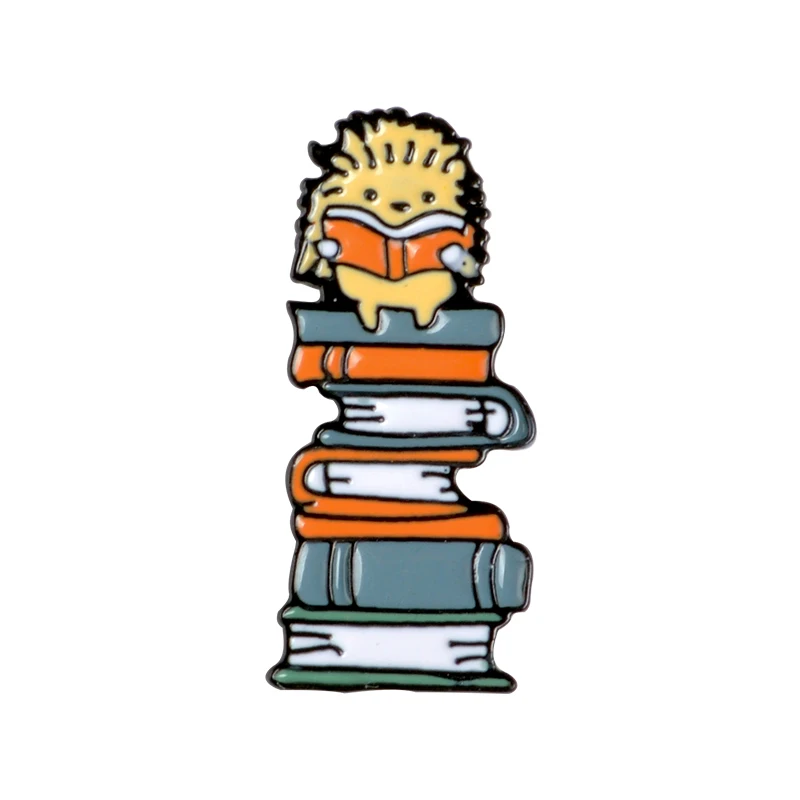 style2 Эмаль для любителей ежика, булавки, книги, подарок, любовь, пазлы, брошь, сумка, одежда, Нагрудный значок, забавная бижутерия для животных, подарок детям, друзьям - Окраска металла: style2