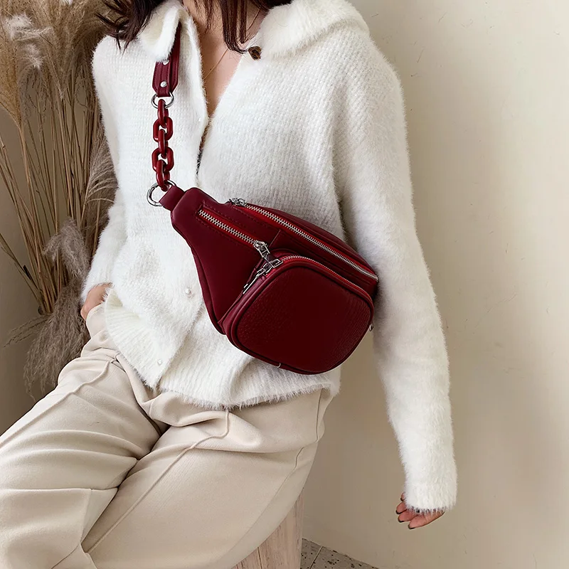 Монне CAUTHY Осенние новые сумки на пояс Классическая мода винтажный стиль женские сумки сплошной цвет зеленый винный красный черный белый