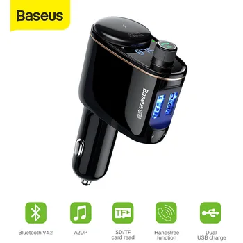 

Baseus FM Transmitter Modulator Bluetooth 5.0 Wireless Car Audio MP3 Player Cigarette Lighter Socket Splitter Car Phone Charger