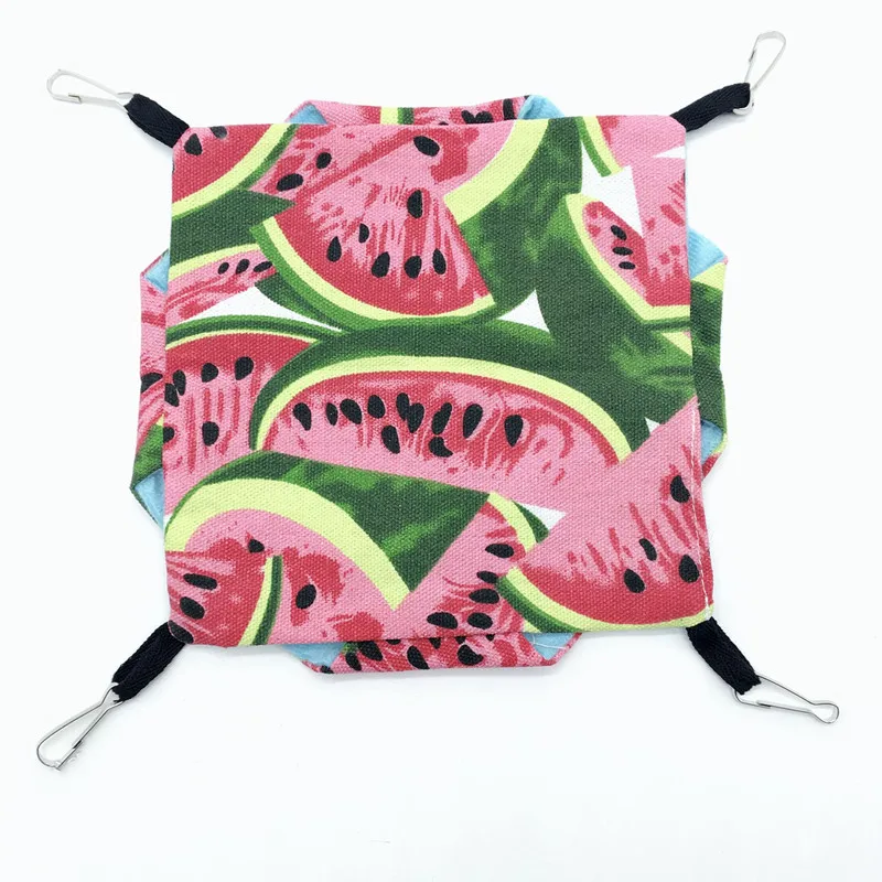 watermelon Подвесная койка для животных многоцветная двухслойная холщовая хомячка шиншиллы белка подвесная кровать маленькое гнездо для животного клетка аксессуары - Цвет: watermelon