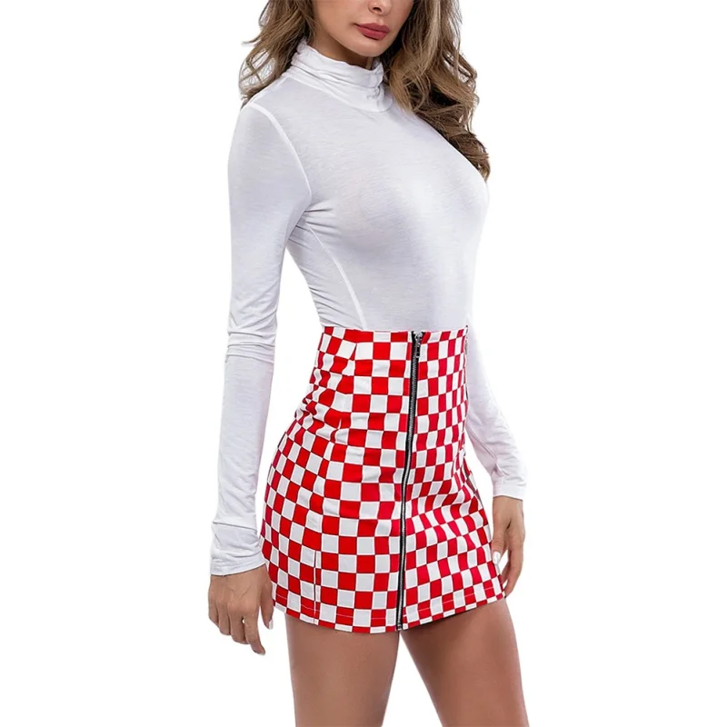 Women Skirts Office Lady Sexy Invisible Zipper High Waist Hip Tight Skirt Girls Plaid Fashion Skirts For Women