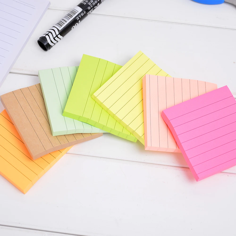 Крафт-бумага Флуоресцентный цвет квадратный индекс post-it конфеты цвет полоса горизонтальная линия Примечание post-it 7