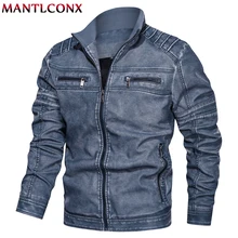 MANTLCONX, зимние утепленные флисовые модные мотоциклетные кожаные куртки, мужское кожаное пальто, повседневные мужские пальто на молнии, мужская верхняя одежда