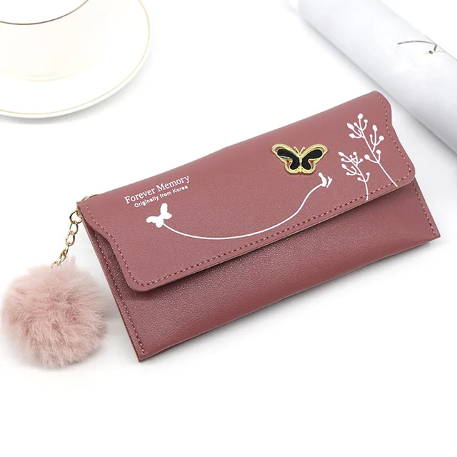 Long Women's Wallet Female Purses Tassel Card Holder Wallets Female PU Leather Clutch Money Bag Pu Leather Wallet Style 1--Color 6