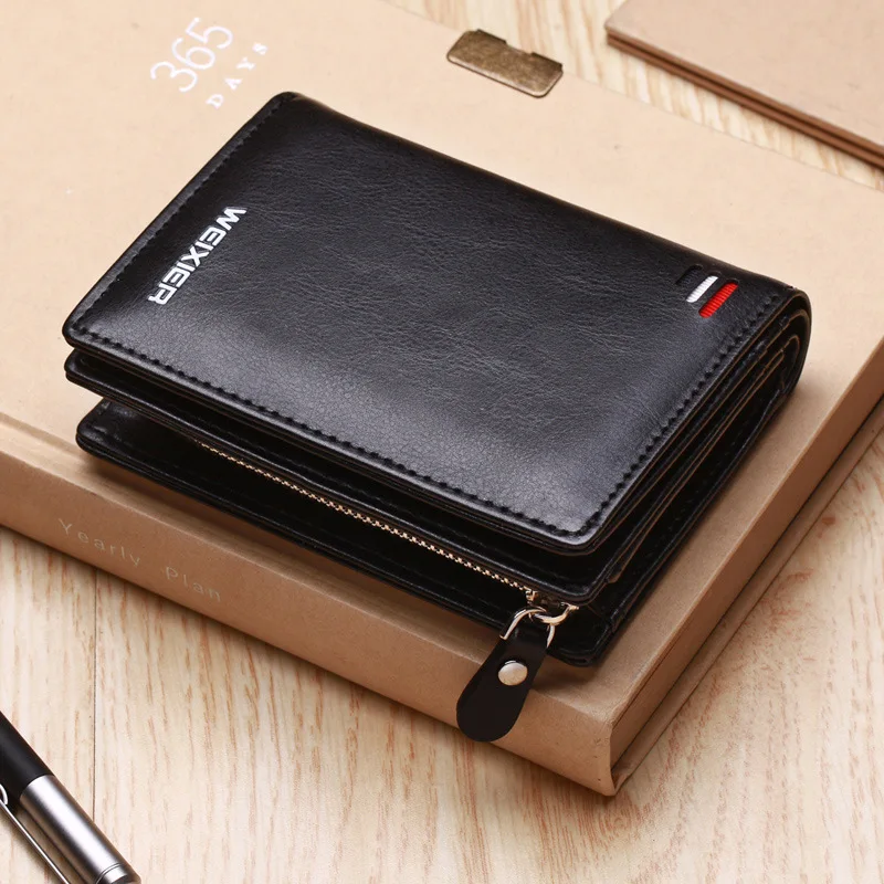 Weysfor Short Men wallets fashion new card purse Multifunction organ leather wallet for male zipper wallet with coin pocket