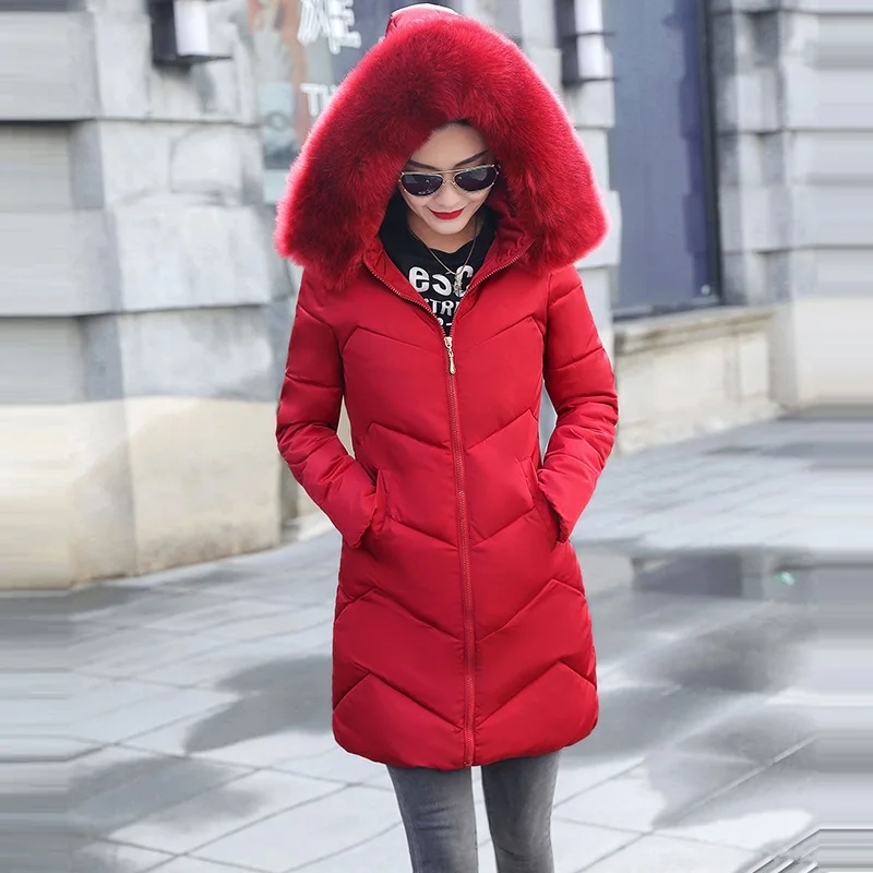 Зимняя женская куртка с капюшоном, большие размеры S-6XL, зимнее пальто, женская куртка, теплая длинная парка, женский пуховик, женская куртка - Цвет: wine red 5