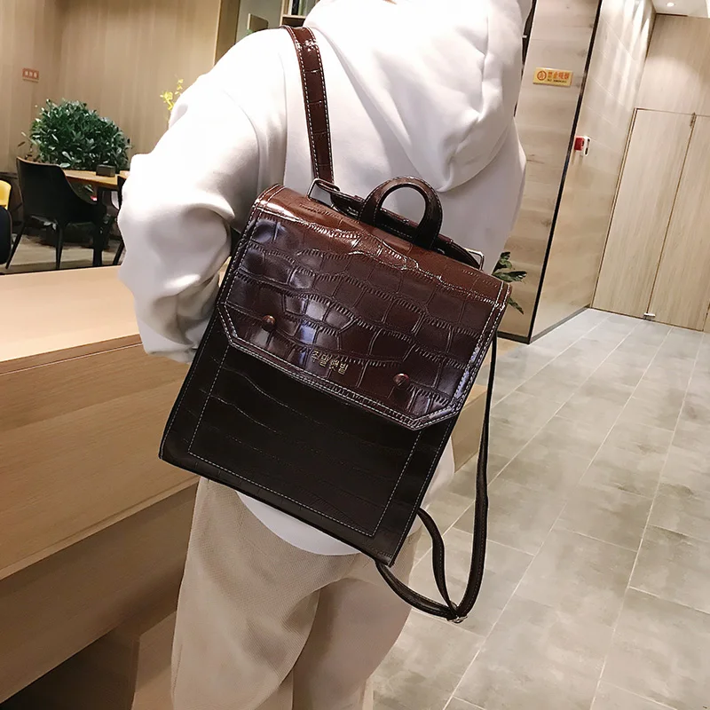 Винтажный женский рюкзак из искусственной кожи, рюкзаки в консервативном стиле, модная школьная сумка для колледжа, сумка через плечо с камнями, Mochila Feminina