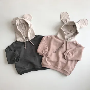 

WLG boys girls winter hoodied kids pink dark grey velvet thick hoodie baby hooded casaul all match sweatshirt for 1-6 years