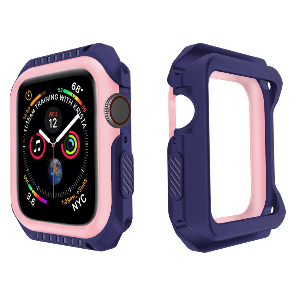 Модный Двухцветный Мягкий силиконовый чехол-бампер для Apple Watch, чехол серии 5, 2, 3, 4, защитная рамка, полная защита 40 мм, 44 мм, 42 мм, 38 мм
