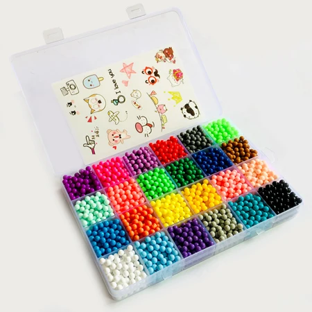 3100pcs 24colos DOLLRYGA, 6000 шт., 24 цвета, бусины-головоломки, Кристальный цвет, Aqua, сделай сам, бусины, набор для распыления воды, игры в мяч, 3D, волшебная игрушка ручной работы для детей - Цвет: 3100pcs 24colos
