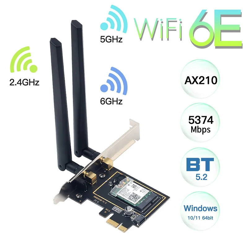 FV-AX3000 WiFi6 Intel AX200 Dual Band 2.4G/5G PCIe Wifi Network Card For Bluetooth 5.2 AX210NGW 6G Wi-Fi 6E Card For PC Win10/11 wifi card for pc