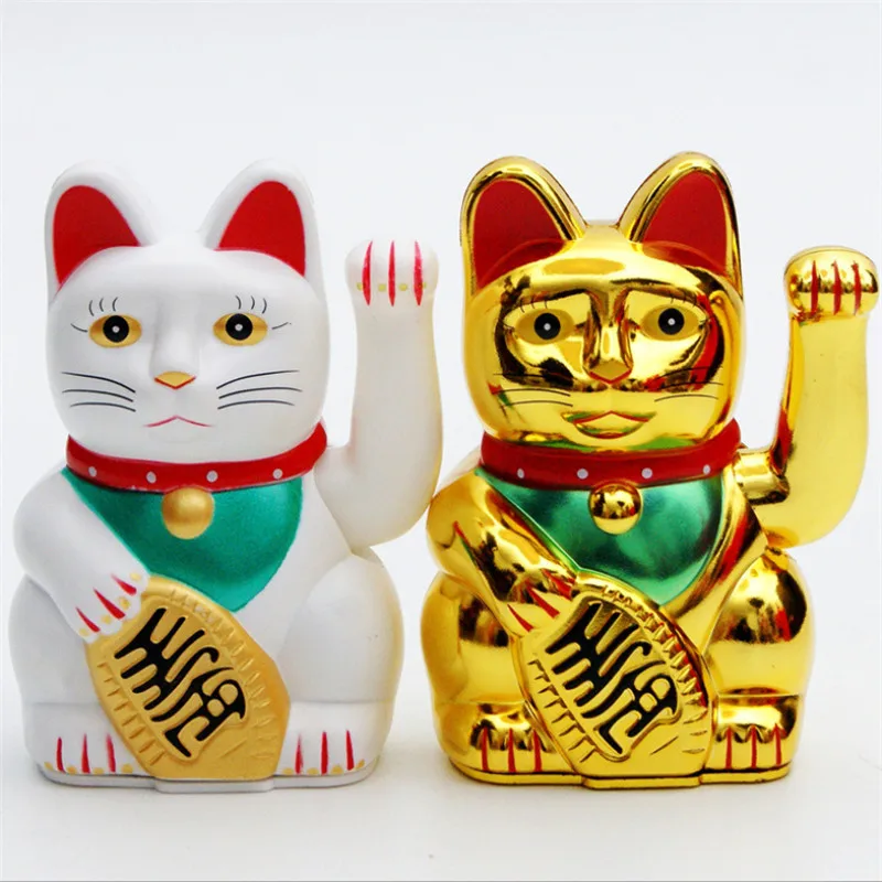 Китайский Feng Shui призыва кошки богатство белый развевающиеся удача везучий Кот свадебный сувенир на день рождения подарок автомобиль орнамент точильный камень декор