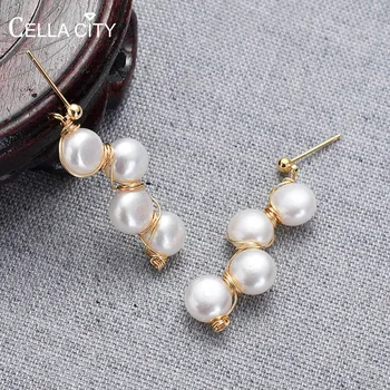 

Cellacity Freshwater Pearl Earrings for Women Silver 925 Trendy Female Fine Jewelry Long Ear drops for Wedding Wholesale Jewelry