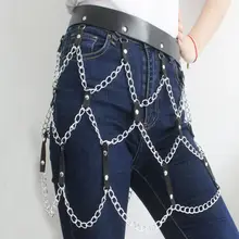 Женский панк сексуальный корсет из искусственной кожи пояс регулируется жгут юбка с металлическими цепочками