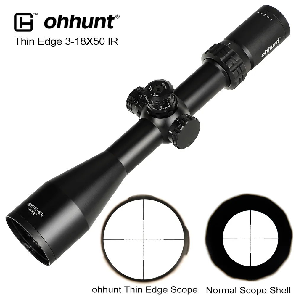 Ohhunt тонкий край 3-18X50 SF охотничьи оптические прицелы боковая Параллакс Mil точечное стекло гравированная сетка башенки Блокировка сброса съемки область