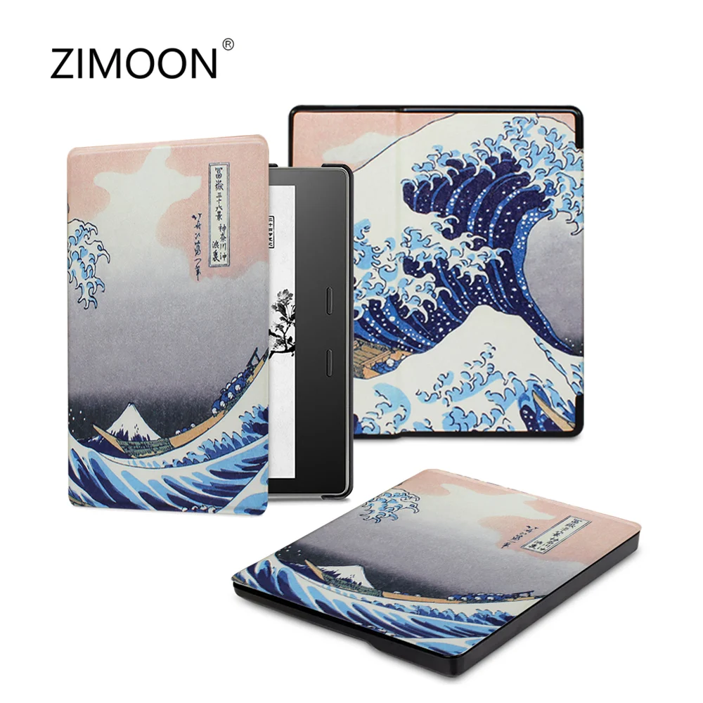 For Kindle Oasis 2/3 Smart Case PU Leather Print Cover for Kindle