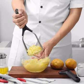 

Potato Masher Stainless Steel Potato Rice Vegetable Fruit Garlic Smasher Food Press Smash Tool