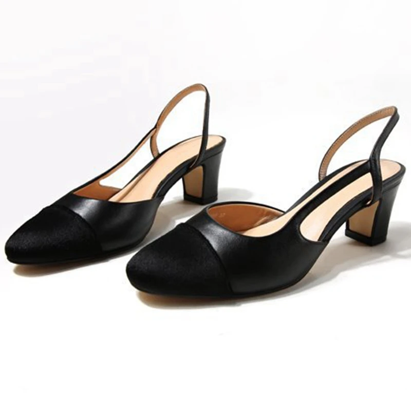 ASILETO Summer Concise Heeled Sandals Square Toe Strange Heels Mixed Color Slip on Large size 35-40 Leisure Party B1918