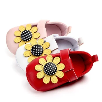 

Autumn PU Baby Girls Shoes Infant Princess First Walkers Newborn Soft Sole Non-Slip Sun Flower Pattern Shoes