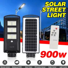 900W farola Solar LED luces Led al aire libre policristalino Control remoto lámpara Solar IP67 impermeable Plaza jardín
