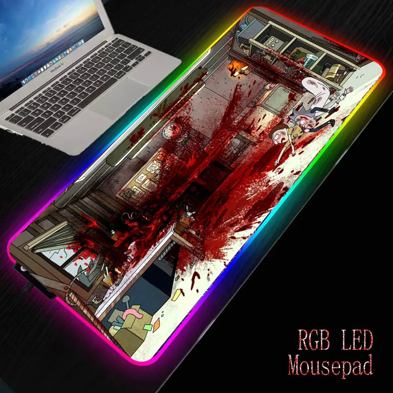 Большой игровой коврик для мыши XGZ Rick Anime RGB СВЕТОДИОДНЫЙ цветной Настольный