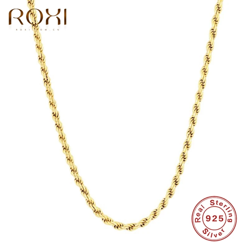 ROXI Twist tkania obojczyka naszyjniki dla kobiet mężczyzn łańcuchy niezwykła biżuteria 925 srebro złote naszyjniki Collares Choker