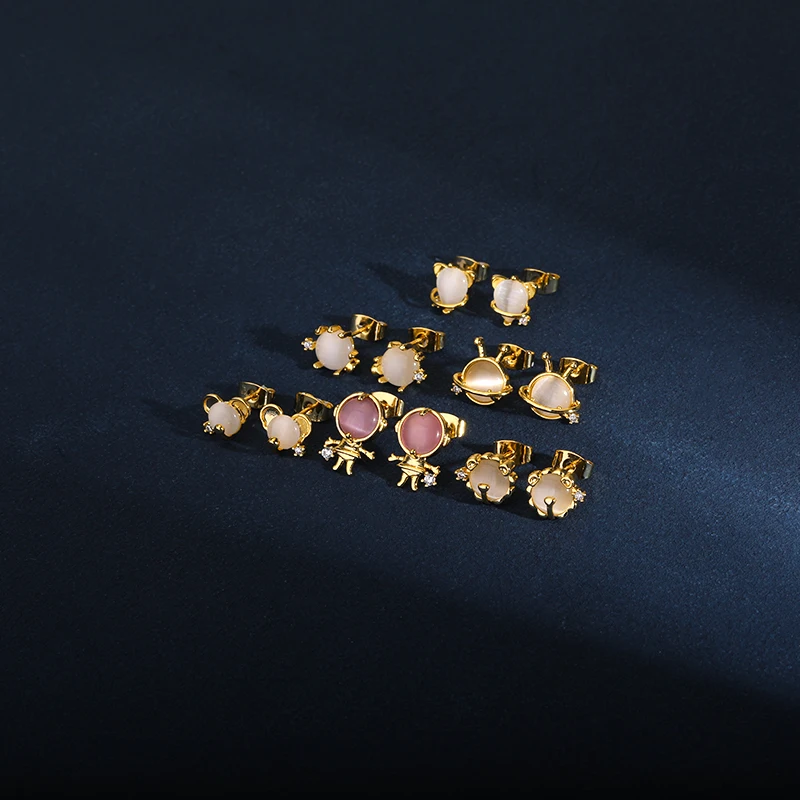 Fashion Stud Earrings Opal Women Classic Korean Cute Little Bear Retro Simple Animals Jewelry Earring Accessories | Украшения и