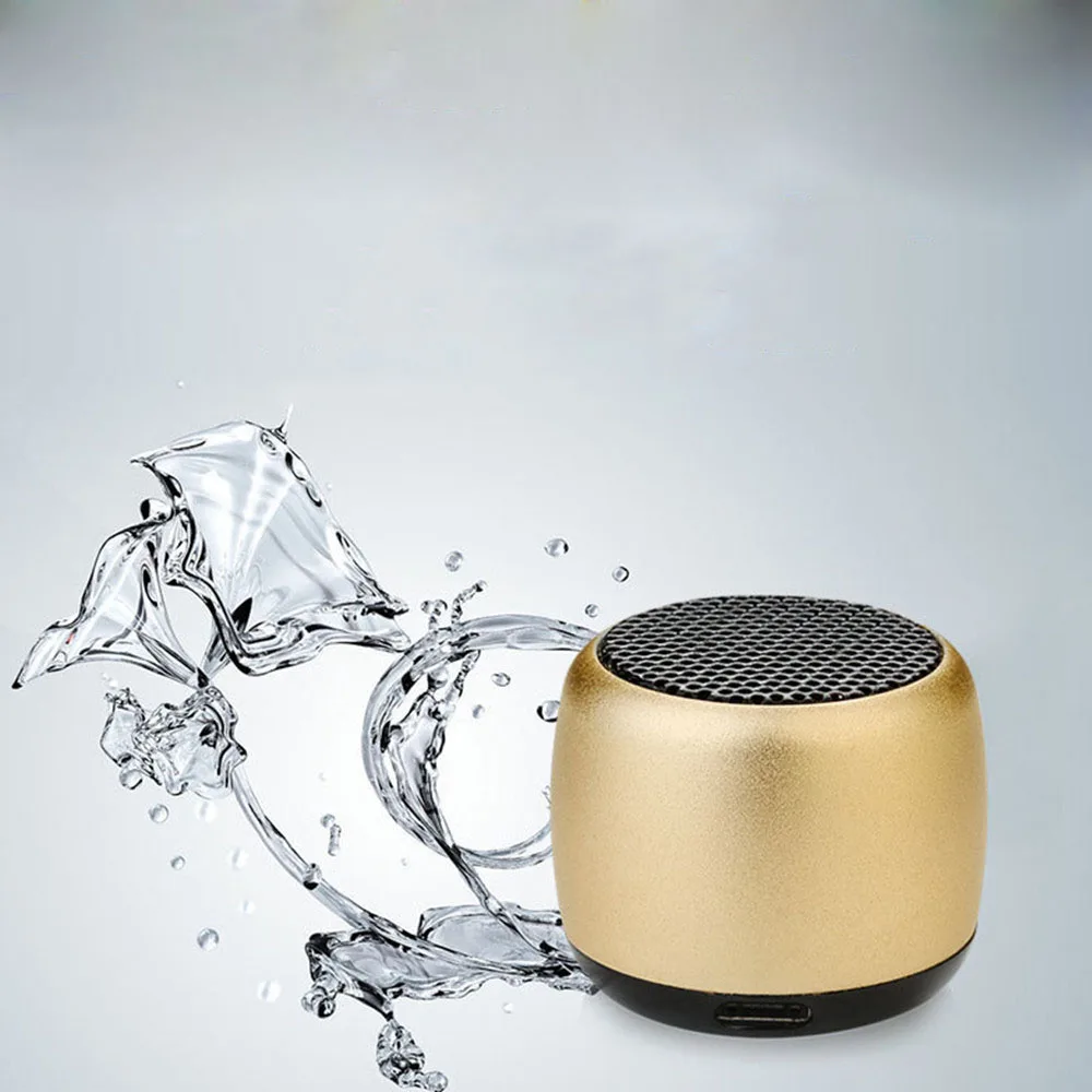 HYASIA TWS Мини Bluetooth динамик портативный водонепроницаемый стерео беспроводные наружные громкоговорители металлический поддержка громкой связи Mp3 музыкальный плеер - Цвет: Золотой