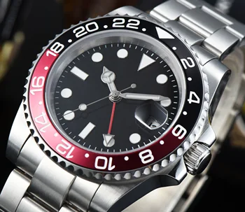 

2020 Men's GMT Watch 40mm steel Strap Rotating Bezel AUTOmatic Black Dial Luminous Mark Sapphire Glass Auto R4