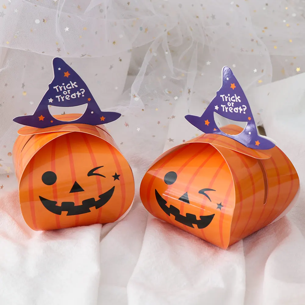 5PCS Halloween Pumpkin Ghost Cake Sweets and Candy Box Snacks Bags Gift Favour Party Wrapping Supplies