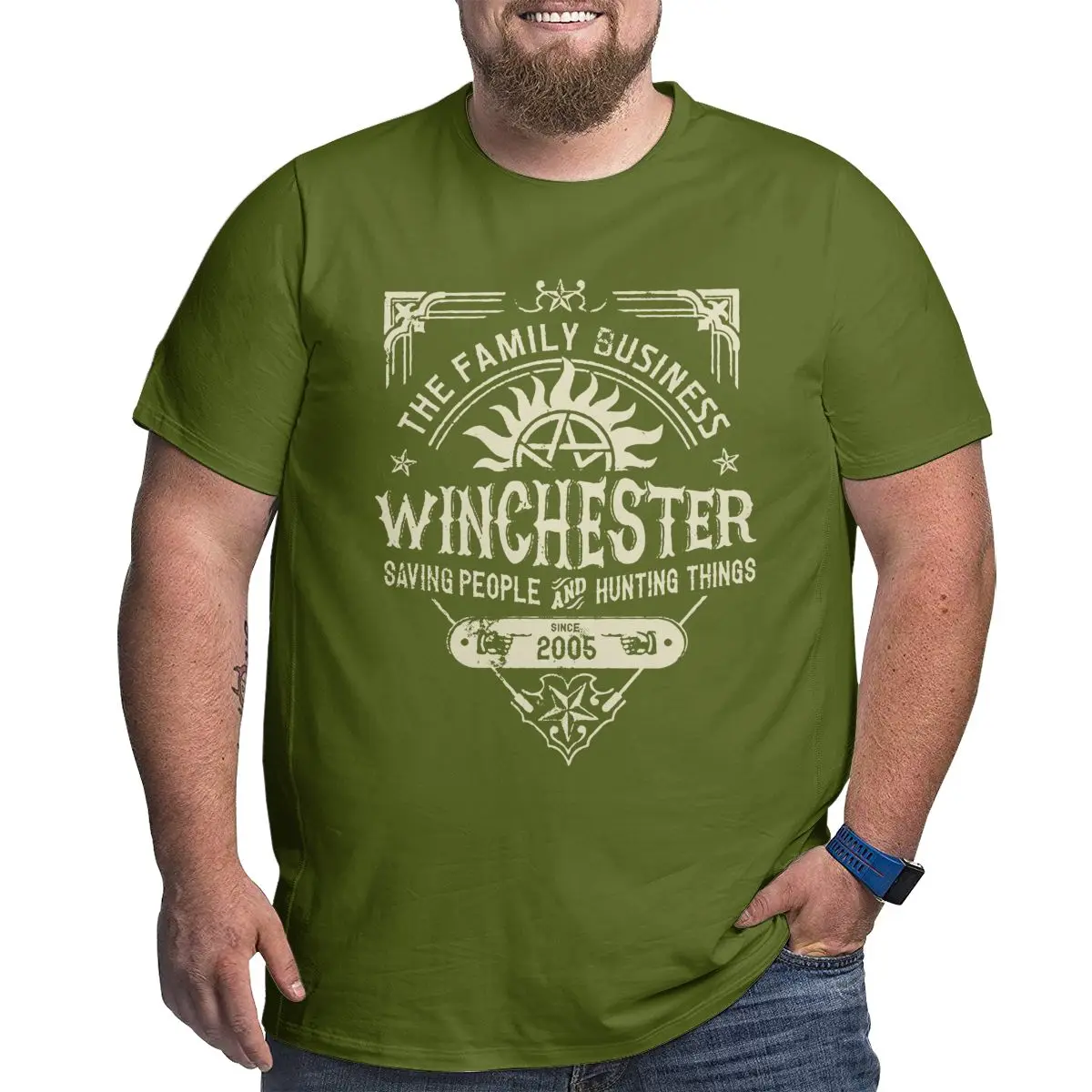 Hip Hop Supernatural Winchester T Shirts for Men Vintage T-Shirts