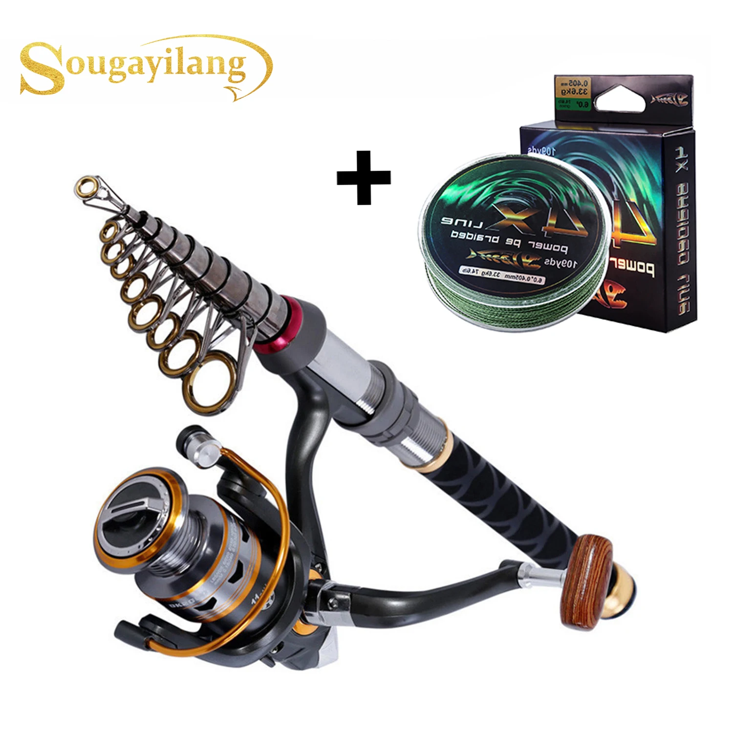 Sougayilang Portable Telescopic Stick Fishing Rod and Reel Combo Carbon Fiber Fishing Rod with Spinning Fishing Reel Pole
