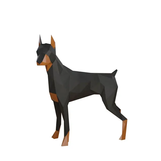 3D Doberman Dog Pinscher Three-dimensional Paper Model DIY Handmade Creative Craft Puzzles Educational Kid Toy Living Room Decor 6