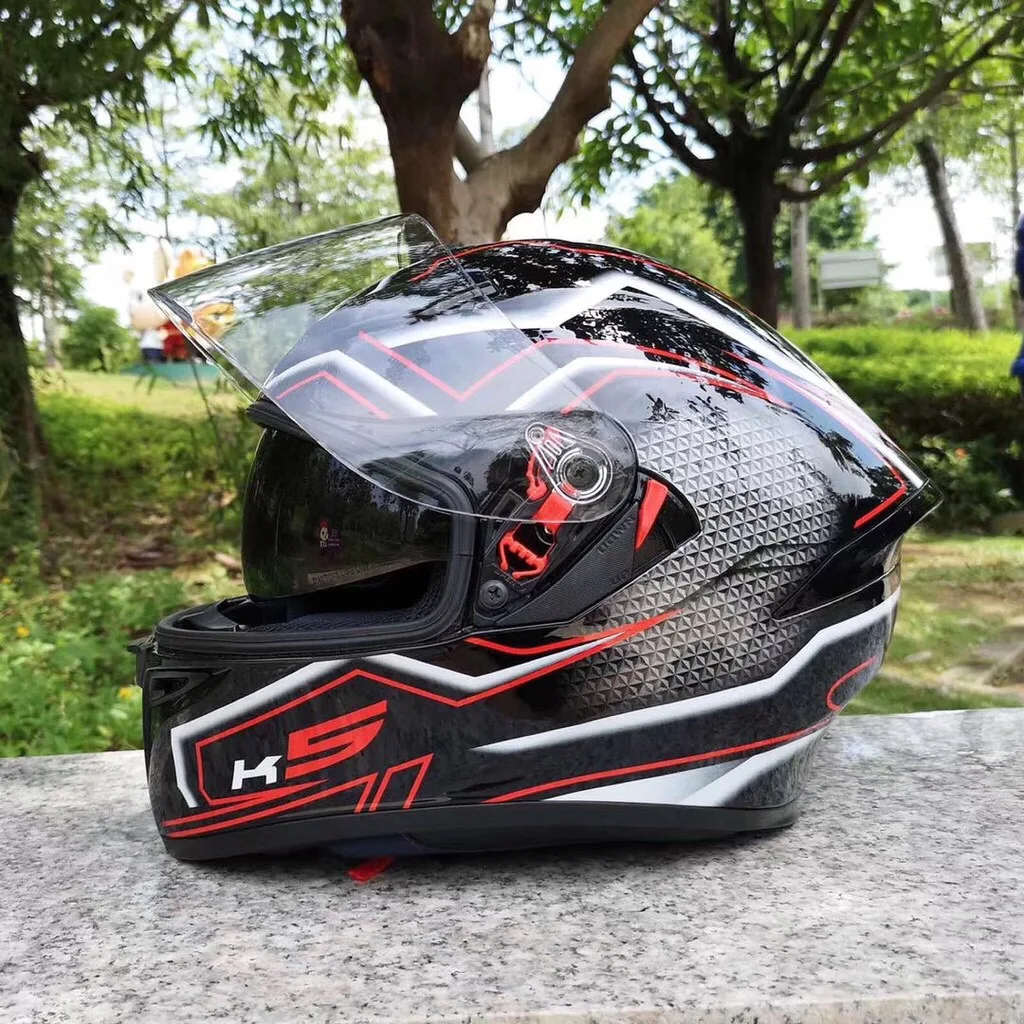 Полный лицевой Глянец двойной козырек мотоциклетный шлем для езды на автомобиле мотокросса мотоциклетный шлем