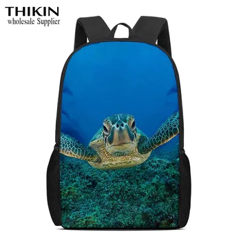 

THIKIN 3D Sea Turtle Pattern School Bags for Girls Boys Traditional Bookbag for Teenager Fashion Travel Women's Rucksacks Bags