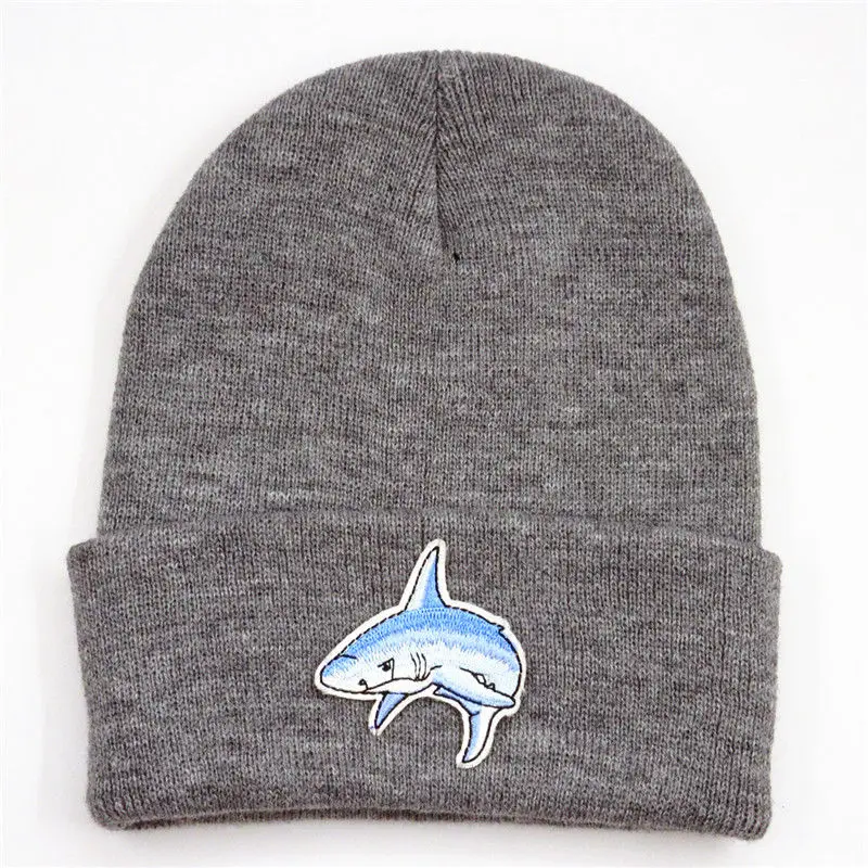 LDSLYJR хлопок Акула вышивка утолщенная вязаная шапка зимняя теплая шапка Skullies шапка бини шапка для мужчин и женщин 300