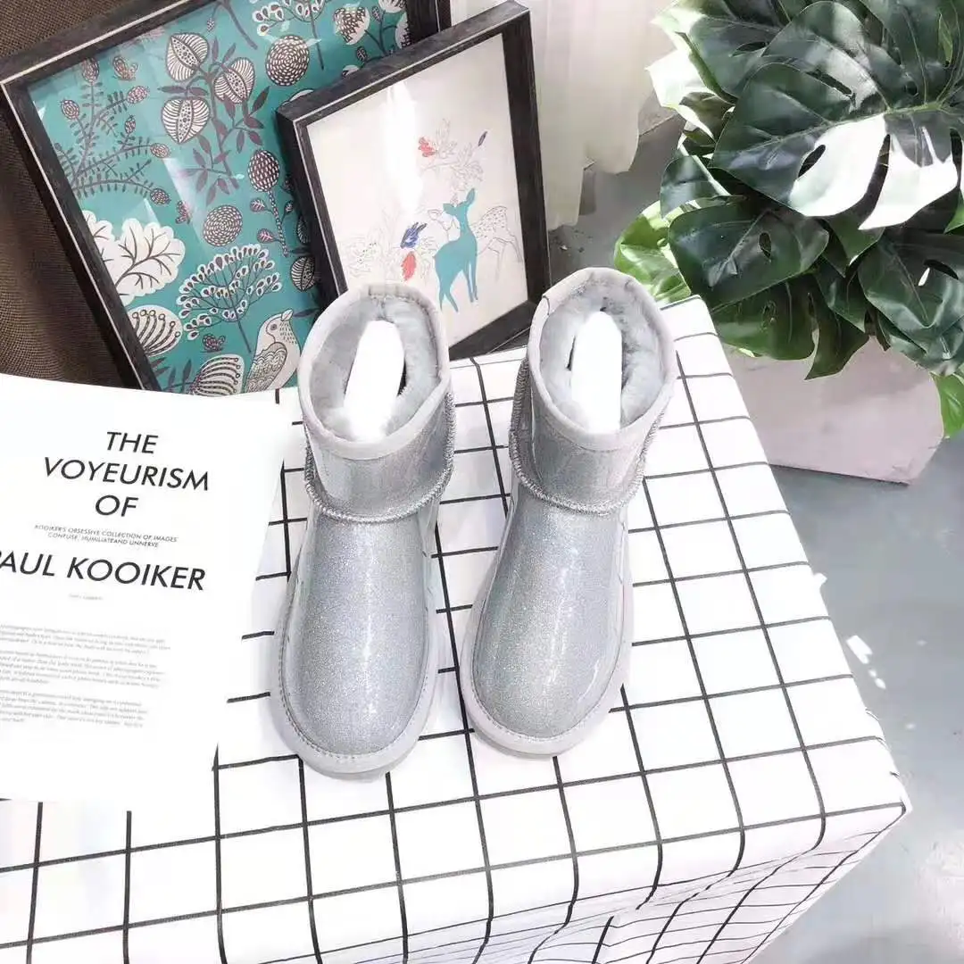 SHUANGGUN/ботинки в австралийском стиле; импортная шерсть; короткие ботинки из овечьей кожи; зимние ботинки для мальчика; теплые зимние ботинки для девочек