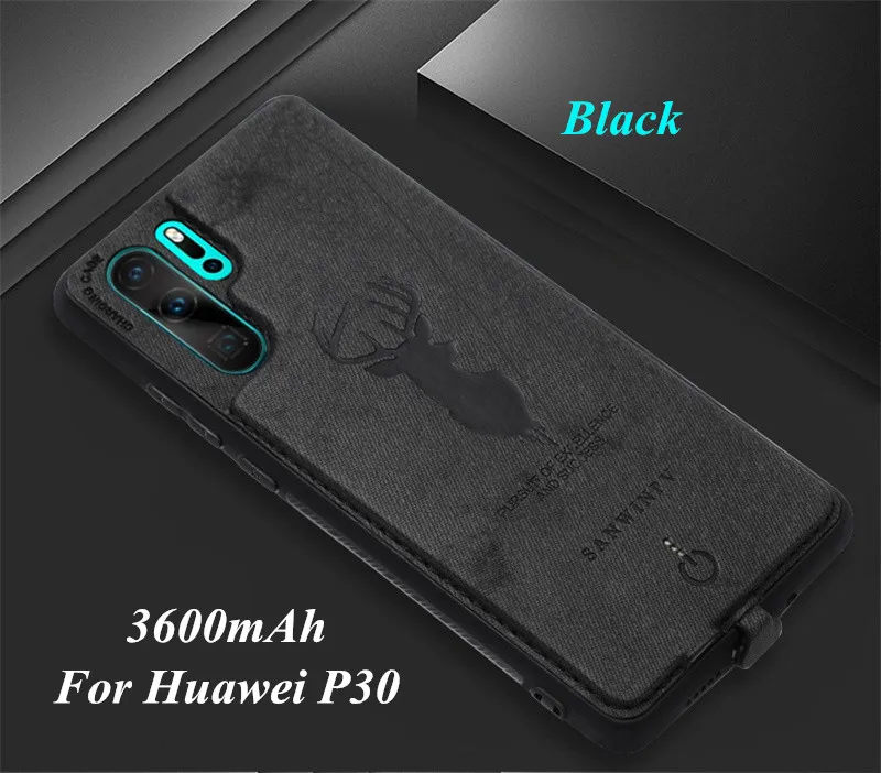 Расширенный контейнер для аккумуляторных батарей для huawei P30 портативный банк питания для huawei P30 Pro внешний аккумулятор зарядное устройство чехол 3600 мАч - Цвет: Black For P30