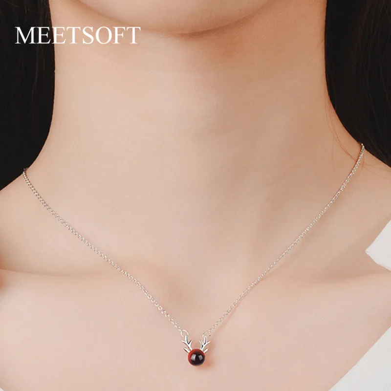 MEETSOFT посеребренное ожерелье с подвеской Минималистичная цепочка до ключиц