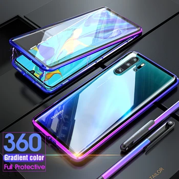 

Full Body 360 Protect Case For Huawei P30 Lite Pro Magnetic Metal Armor Bumper Touch Glass Protector Cover Huawei P30Lite Case O