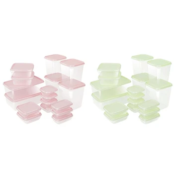 

17PCS/Set Refrigerator Crisper Plastic Storage Box Food Container Microwavable Food Fresh Storage Box Sealed Crisper for Kitchen