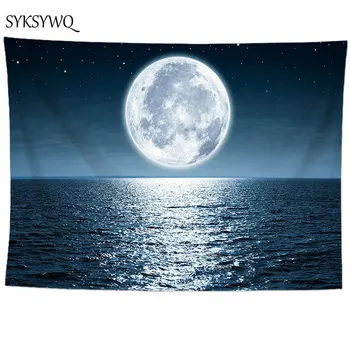 

blue ocean tapestry moon large wall carpet wall hanging moon wall tapestry clouds psychedelic wall tapestry